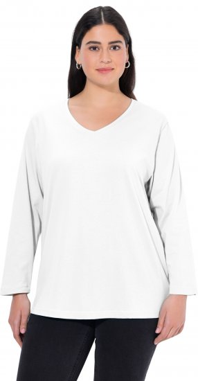 Ulla Popken Back To Basics V-Neck Relaxed Fit Cotton Tee Snow White - T-särgid - 