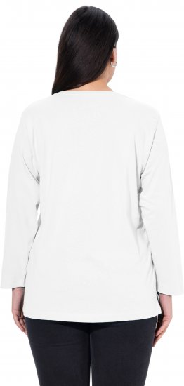 Ulla Popken Back To Basics V-Neck Relaxed Fit Cotton Tee Snow White - T-särgid - 