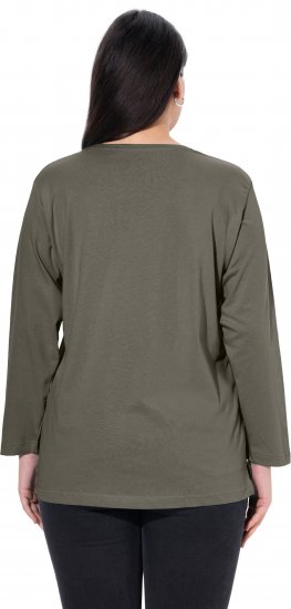 Ulla Popken Back To Basics V-Neck Relaxed Fit Cotton Tee Olive - T-särgid - 