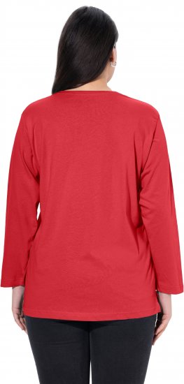 Ulla Popken Back To Basics V-Neck Relaxed Fit Cotton Tee Salsa Red - T-särgid - 