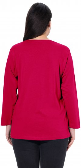 Ulla Popken Back To Basics V-Neck Relaxed Fit Cotton Tee Red - Ulla Popken - 