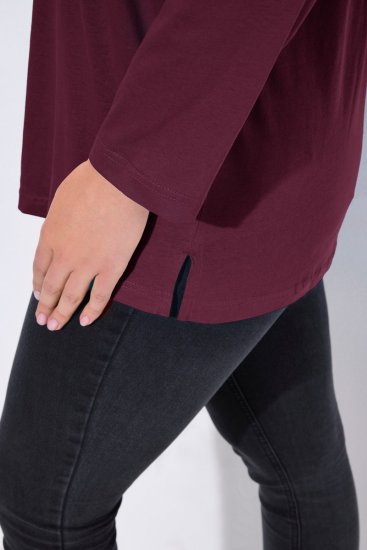 Ulla Popken Back To Basics V-Neck Relaxed Fit Cotton Tee Dark Berry - T-särgid - Naiste T-särgid