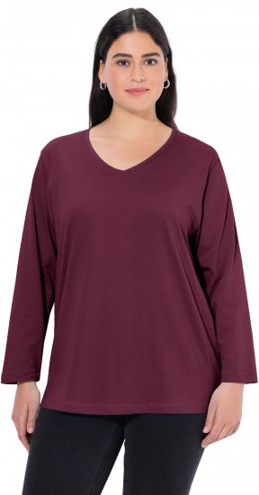 Ulla Popken Back To Basics V-Neck Relaxed Fit Cotton Tee Dark Berry - T-särgid - 