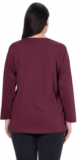 Ulla Popken Back To Basics V-Neck Relaxed Fit Cotton Tee Dark Berry - T-särgid - 