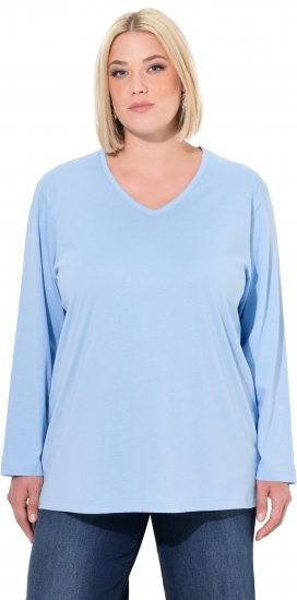 Ulla Popken Back To Basics V-Neck Relaxed Fit Cotton Tee Light Blue - T-särgid - 