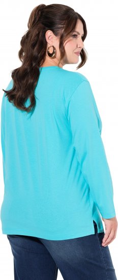 Ulla Popken Back To Basics V-Neck Relaxed Fit Cotton Tee Deep Aqua - T-särgid - 