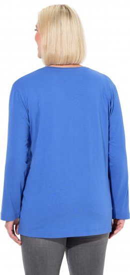 Ulla Popken Back To Basics V-Neck Relaxed Fit Cotton Tee Peacock Blue - Ulla Popken - 