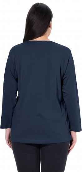 Ulla Popken Back To Basics V-Neck Relaxed Fit Cotton Tee Navy Blue - T-särgid - 