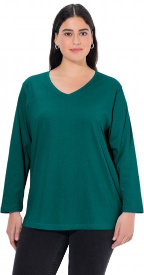 Ulla Popken Back To Basics V-Neck Relaxed Fit Cotton Tee Teal Green - T-särgid - 