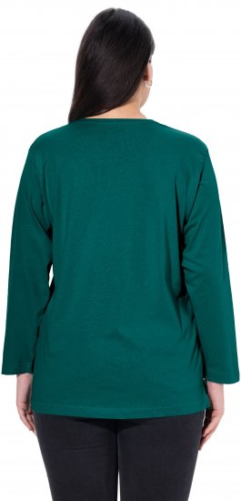Ulla Popken Back To Basics V-Neck Relaxed Fit Cotton Tee Teal Green - T-särgid - 