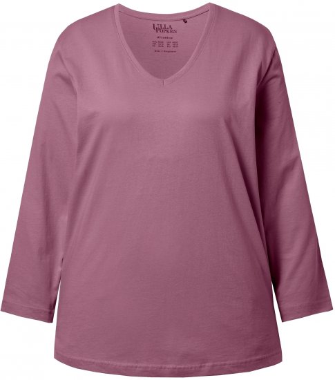 Ulla Popken Back To Basics V-Neck Relaxed Fit Cotton Tee Dark Rose - T-särgid - 