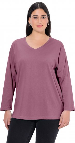 Ulla Popken Back To Basics V-Neck Relaxed Fit Cotton Tee Dark Rose - T-särgid - 