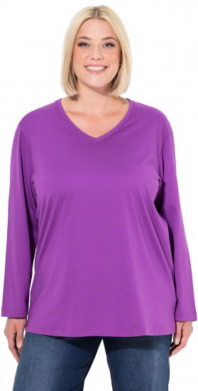 Ulla Popken Back To Basics V-Neck Relaxed Fit Cotton Tee Purple - T-särgid - 