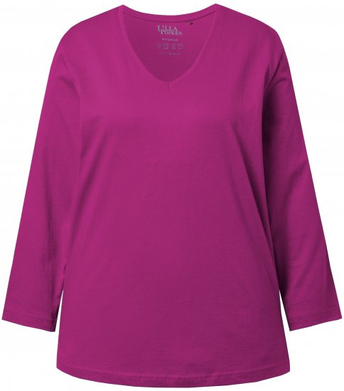 Ulla Popken Back To Basics V-Neck Relaxed Fit Cotton Tee Berry - T-särgid - 
