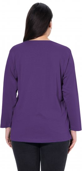 Ulla Popken Back To Basics V-Neck Relaxed Fit Cotton Tee Deep Violet - T-särgid - 