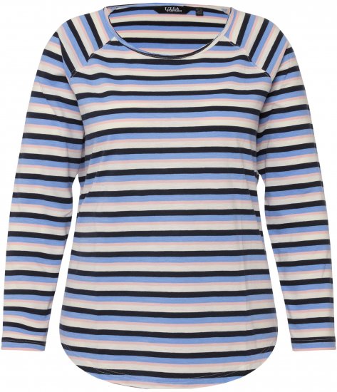 Ulla Popken Striped A-Line Long Sleeve Tee Navy Blue - Trükitud/pildiga T-särgid naistele - 