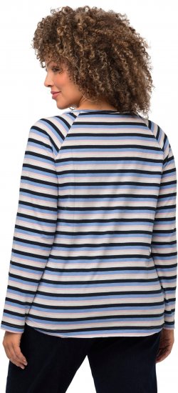 Ulla Popken Striped A-Line Long Sleeve Tee Navy Blue - Trükitud/pildiga T-särgid naistele - 