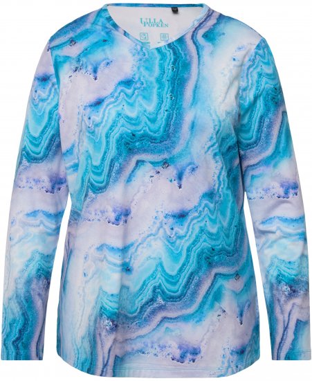 Ulla Popken Marble Ski Top with Gaiter Bright Turquoise - Trükitud/pildiga T-särgid naistele - 