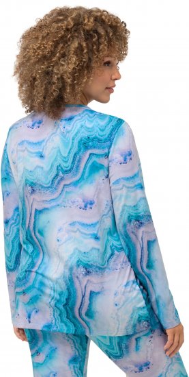 Ulla Popken Marble Ski Top with Gaiter Bright Turquoise - Trükitud/pildiga T-särgid naistele - 