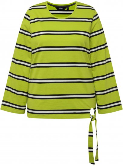 Ulla Popken Striped Hem Long Sleeve Tee Apple Green - Trükitud/pildiga T-särgid naistele - 