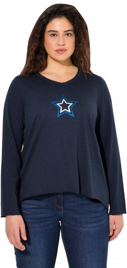Ulla Popken Star Long Sleeve Graphic Tee Navy Blue - Trükitud/pildiga T-särgid naistele - 