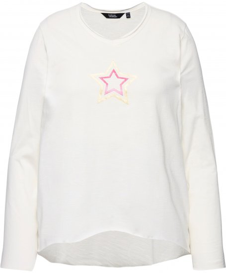 Ulla Popken Star Long Sleeve Graphic Tee Off-White - Trükitud/pildiga T-särgid naistele - 