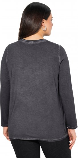 Ulla Popken Cold Dyed Sequined Heart Long Sleeve Tee Asphalt - Trükitud/pildiga T-särgid naistele - 