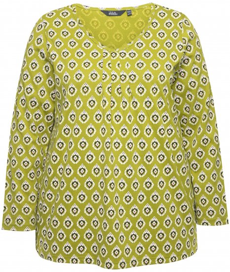Ulla Popken Allover Graphic Long Sleeve Tee Avocado Green - Trükitud/pildiga T-särgid naistele - 
