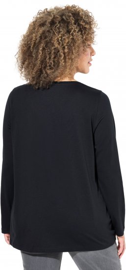 Ulla Popken Puppy Graphic Christmas Long Sleeve T-Shirt Black - T-särgid - 