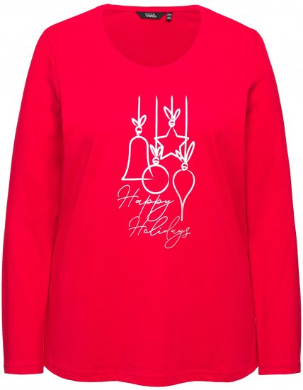 Ulla Popken Metallic Graphic Holiday Tee Salsa Red - Trükitud/pildiga T-särgid naistele - 