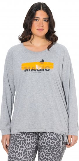 Ulla Popken Magic Feeling Long Sleeve Graphic Tee Light Grey Melange - Trükitud/pildiga T-särgid naistele - 