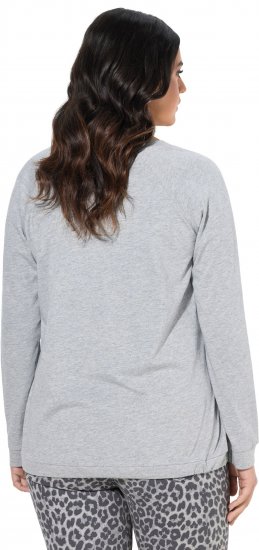 Ulla Popken Magic Feeling Long Sleeve Graphic Tee Light Grey Melange - Trükitud/pildiga T-särgid naistele - 