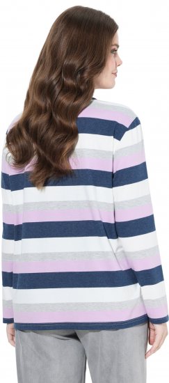 Ulla Popken Striped Knotted Hem Long Sleeve Tee Lavender - Trükitud/pildiga T-särgid naistele - 