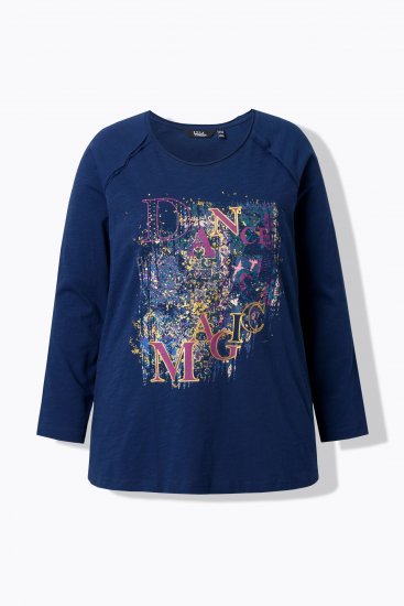 Ulla Popken Inverted Seam Long Sleeve Graphic Tee Ink Blue - T-särgid - 