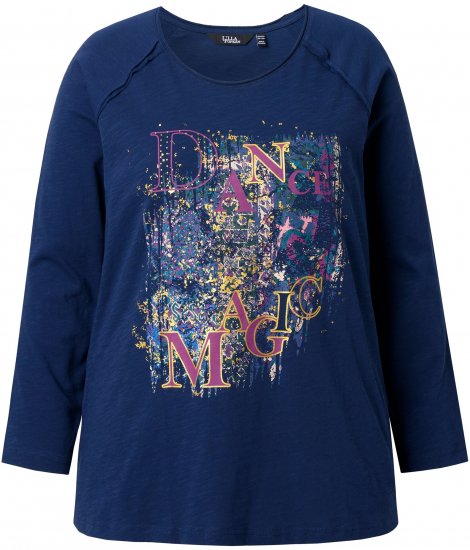 Ulla Popken Inverted Seam Long Sleeve Graphic Tee Ink Blue - T-särgid - 