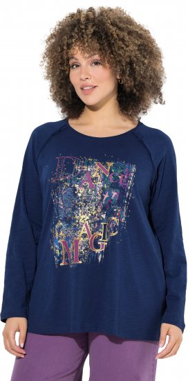Ulla Popken Inverted Seam Long Sleeve Graphic Tee Ink Blue - T-särgid - 