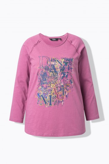 Ulla Popken Inverted Seam Long Sleeve Graphic Tee Dark Rose - Trükitud/pildiga T-särgid naistele - 