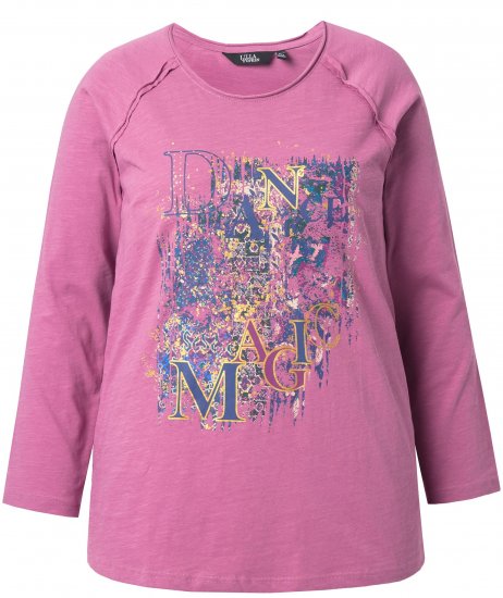 Ulla Popken Inverted Seam Long Sleeve Graphic Tee Dark Rose - Trükitud/pildiga T-särgid naistele - 