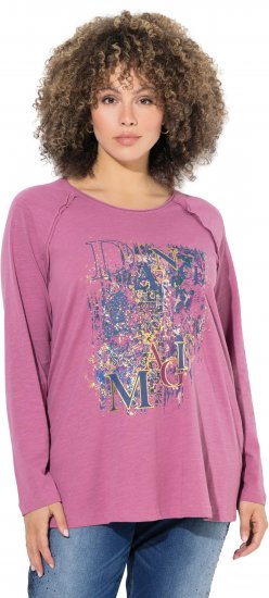 Ulla Popken Inverted Seam Long Sleeve Graphic Tee Dark Rose - Trükitud/pildiga T-särgid naistele - 
