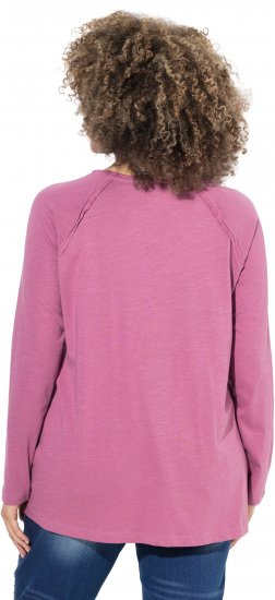 Ulla Popken Inverted Seam Long Sleeve Graphic Tee Dark Rose - Trükitud/pildiga T-särgid naistele - 