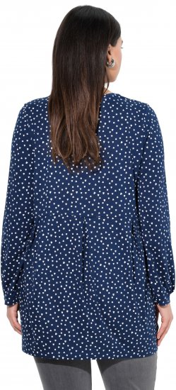 Ulla Popken Pleated Confetti Print Long Sleeve Tee Ink Blue - Trükitud/pildiga T-särgid naistele - 