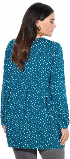 Ulla Popken Pleated Confetti Print Long Sleeve Tee Teal - Trükitud/pildiga T-särgid naistele - 