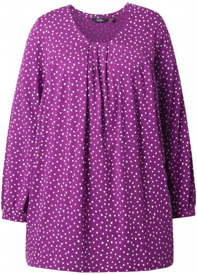 Ulla Popken Pleated Confetti Print Long Sleeve Tee Light Plum - Trükitud/pildiga T-särgid naistele - 
