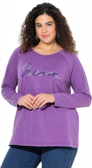 Ulla Popken Dream Rhinestone Lettering Long Sleeve Tee Light Plum - Trükitud/pildiga T-särgid naistele - 