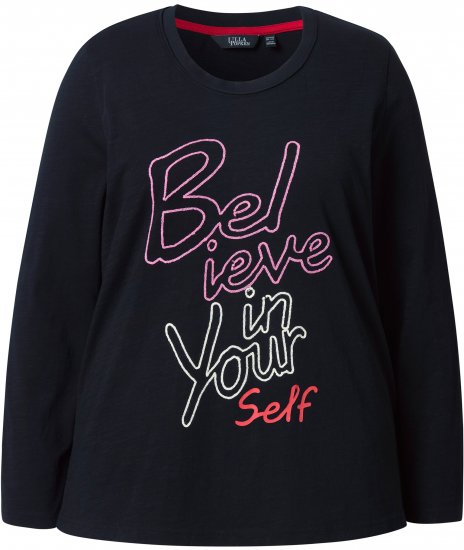 Ulla Popken Motivational Graphic Long Sleeve Tee Black - Trükitud/pildiga T-särgid naistele - 