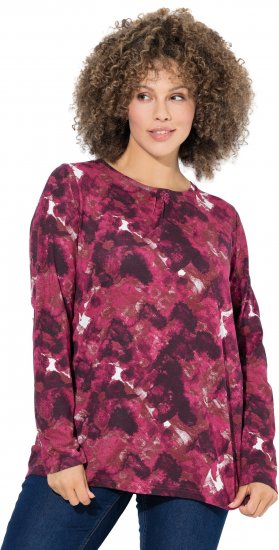 Ulla Popken Abstract Print Long Sleeve Tee Dark Ruby - Trükitud/pildiga T-särgid naistele - 