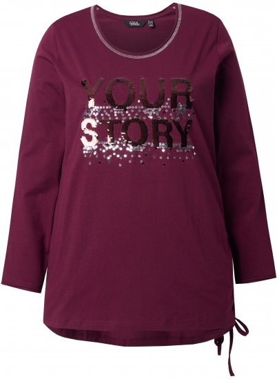 Ulla Popken Your Story Sequined Long Sleeve Tunic Tee Dark Ruby - Trükitud/pildiga T-särgid naistele - 