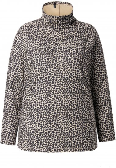 Ulla Popken Leopard Print Long Sleeve Ski Tee Black - Trükitud/pildiga T-särgid naistele - 