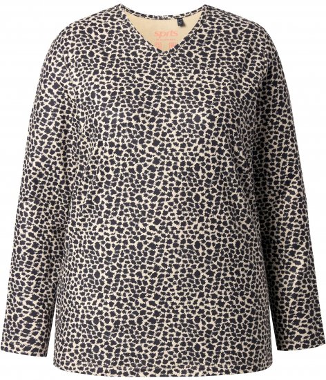Ulla Popken Leopard Print Long Sleeve Ski Tee Black - Trükitud/pildiga T-särgid naistele - 