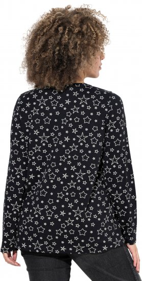 Ulla Popken Allover Printed Long Sleeve Tee Black - Trükitud/pildiga T-särgid naistele - 